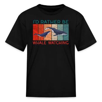 Funny Whale Watching Sea Mammal - Kid's T-Shirt - black - Front