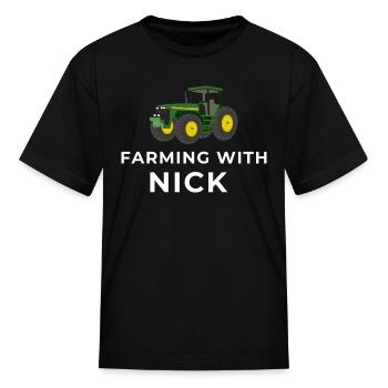 Farming With Nick Logo - Kid's T-Shirt - black - Front