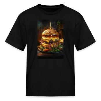 Epic Bacon Cheese Burger Stack - Kid's T-Shirt - black - Front