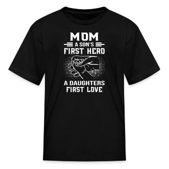 Le premier héros de maman un fils - T-shirt Enfant - noir - Devant