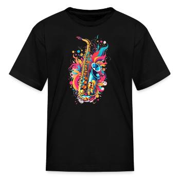 artistic saxophone - Kid's T-Shirt - black - Front