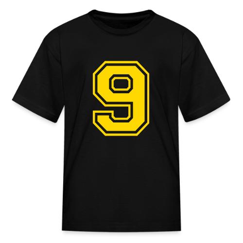 Number 9 in a classic athletic collegiate font - Kid's T-Shirt