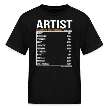 Artist Daily Value funny Artist - Kid's T-Shirt - black - Front