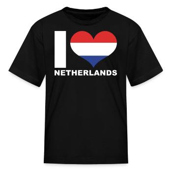 I Love Netherlands Heart Flag Netherlands - Kid's T-Shirt - black - Front