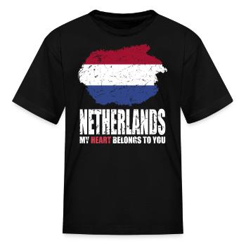 Netherlands Flag - Kid's T-Shirt - black - Front