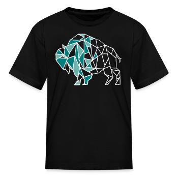 Turquoise Geometric Bison - Kid's T-Shirt - black - Front