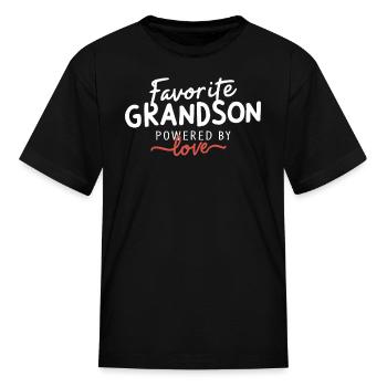 Favorite Grandson Powered By Love - Kid's T-Shirt - black - Front