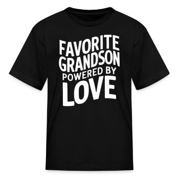 Favorite Grandson Powered By Love - Kid's T-Shirt - black - Front