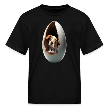 dog in the egg dog in the egg dog in the egg - Kid's T-Shirt - black - Front