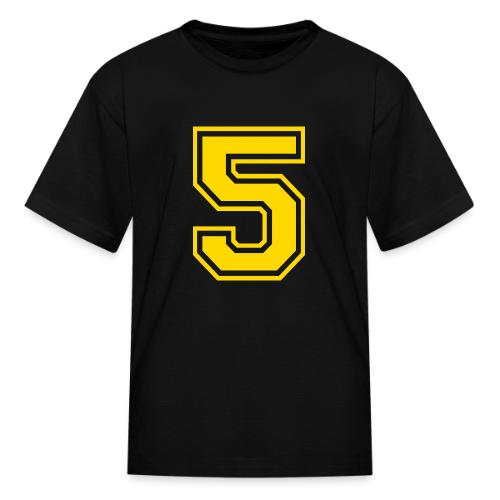 Number 5 in a classic athletic collegiate font - Kid's T-Shirt
