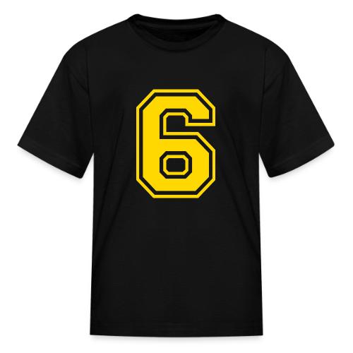 Number 6 in a classic athletic collegiate font - Kid's T-Shirt