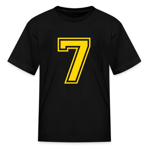 Number 7 in a classic athletic collegiate font - Kid's T-Shirt