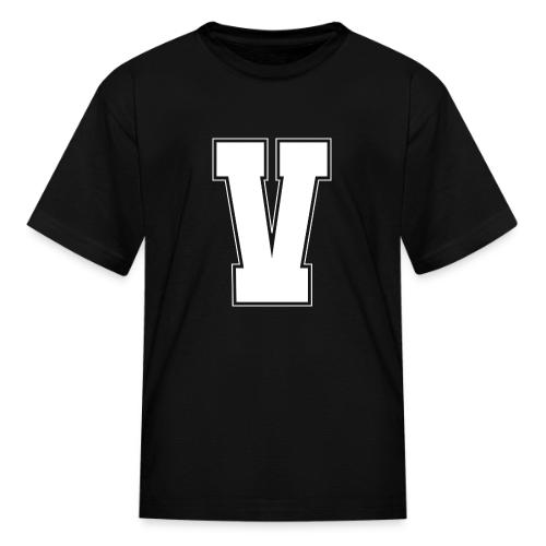 White Letter V – Varsity Alphabet Monogram - Kid's T-Shirt