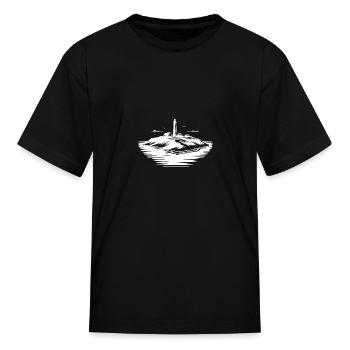 Lonely Island With Lighthouse On The Coast - Kid's T-Shirt - black - Front