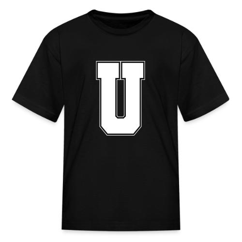 White Letter U – Varsity Alphabet Monogram - Kid's T-Shirt