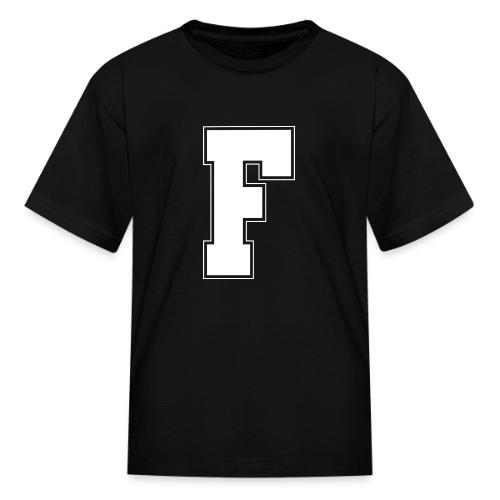 White Letter F – Varsity Alphabet Monogram - Kid's T-Shirt