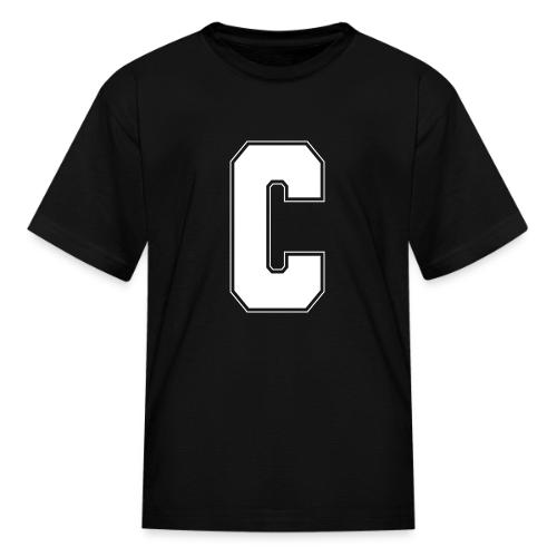 White Letter C – Varsity Alphabet Monogram - Kid's T-Shirt