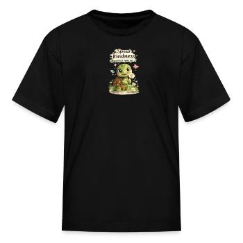 Kindness Turtle in Bloom - Kid's T-Shirt - black - Front