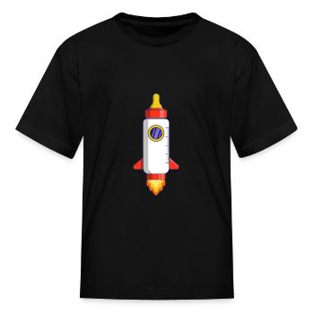 Baby Pacifier Rocket Milk Baby Keeper Bottle Funny - Kid's T-Shirt - black - Front