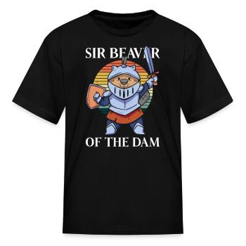Sir Beaver Of The Dam - Funny Beaver - Kid's T-Shirt - black - Front