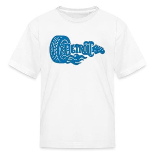 The D® - Detroit Wheel Guitar with Flames Bl Slvr - Kid's T-Shirt