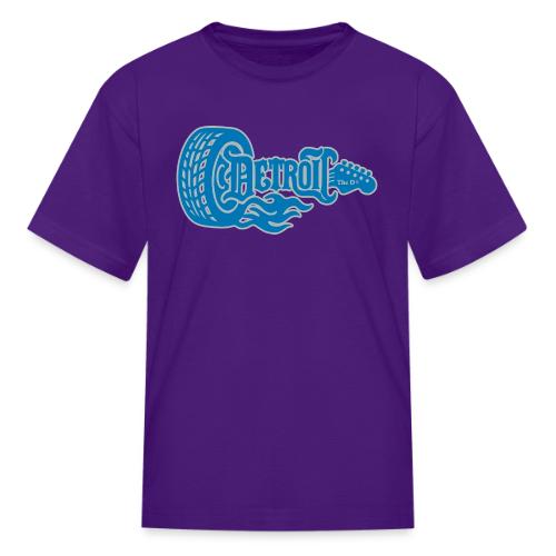 The D® - Detroit Wheel Guitar with Flames Bl Slvr - Kid's T-Shirt