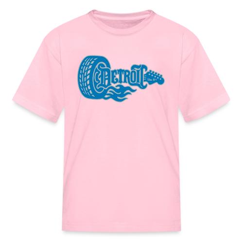 The D® - Detroit Wheel Guitar with Flames Bl Slvr - Kid's T-Shirt