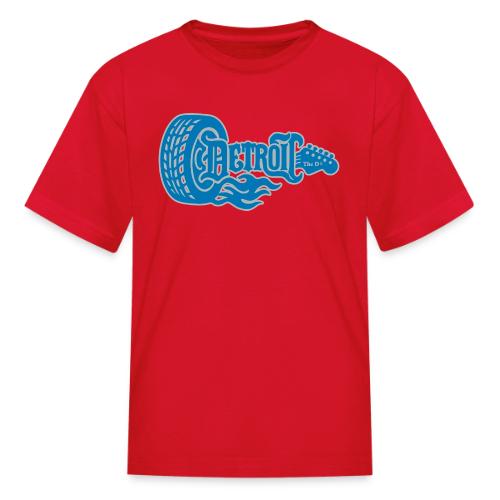 The D® - Detroit Wheel Guitar with Flames Bl Slvr - Kid's T-Shirt