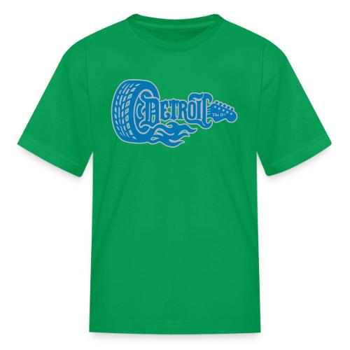 The D® - Detroit Wheel Guitar with Flames Bl Slvr - Kid's T-Shirt