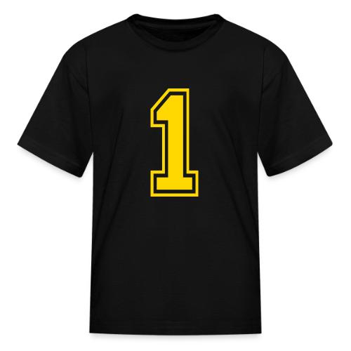 Number 1 in a classic athletic collegiate font - Kid's T-Shirt
