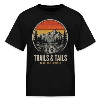 Trails & Tails Together Forever Vintage Dog Hiking - Kid's T-Shirt - black - Front