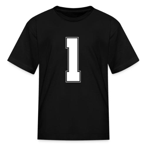White Number 1 – Varsity Font - Kid's T-Shirt