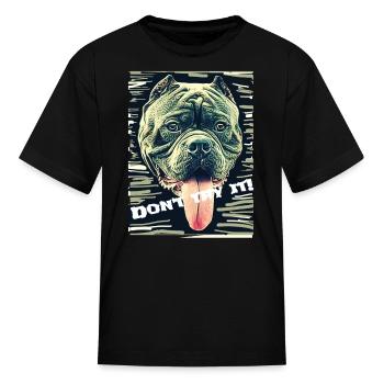 Huge Bulldog a big tongue don't try it! - Kid's T-Shirt - black - Front