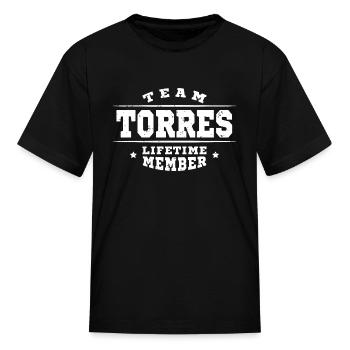 Team Torres Lifetime Member - Surname Family Name - Kid's T-Shirt - black - Front