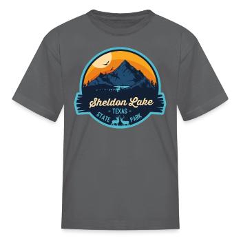 Sheldon Lake Texas TX Retro Vintage Camping Hiking - Kid's T-Shirt - charcoal - Front