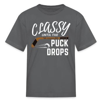 CLASSE JUSQU’À CE QUE LA RONDELLE TOMBE, maman hockey/hockey maman - T-shirt Enfant - gris - Devant