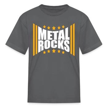 Heavy Metal Rocks Hard Rock Music Text Quote Logo - Kid's T-Shirt - charcoal - Front