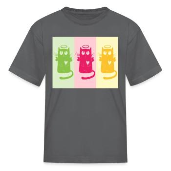 Triple Angel Cats - Kid's T-Shirt - charcoal - Front