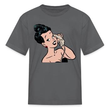 Woman phoning - Kid's T-Shirt - charcoal - Front