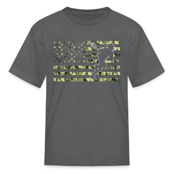 American Camo Flag Lacrosse American Flag Camo - Kid's T-Shirt - charcoal - Front