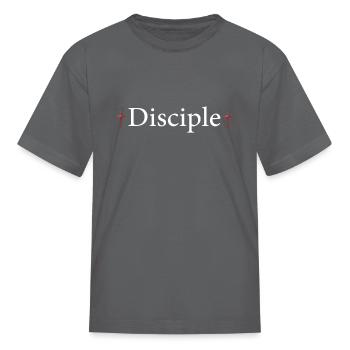 Disciple White Logo - Kid's T-Shirt - charcoal - Front