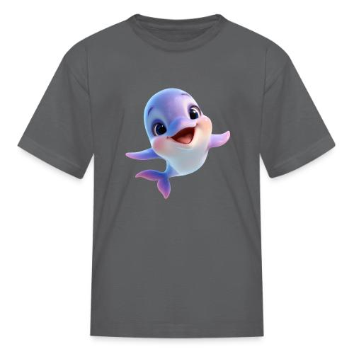 Purple-White Smiling Baby Dolphin - Kid's T-Shirt
