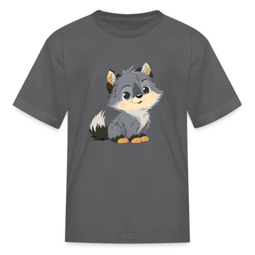 Cute Cartoon Baby Wolf with Innocent Eyes - Kid's T-Shirt