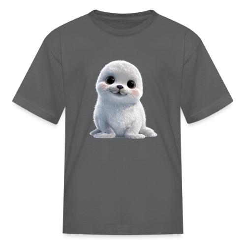 Cute White Cartoon Baby Sea Lion - Kid's T-Shirt