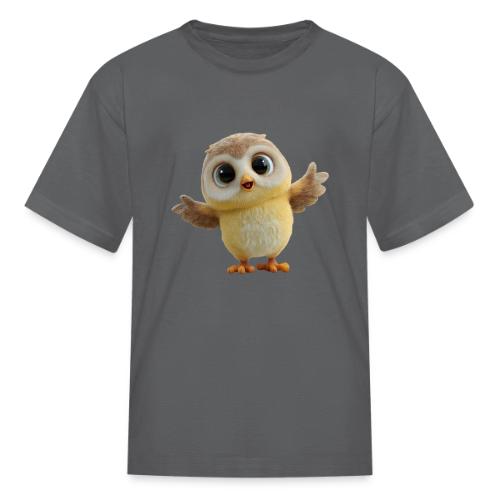 Cute Cartoon Baby Owl with Wings Open - Kid's T-Shirt