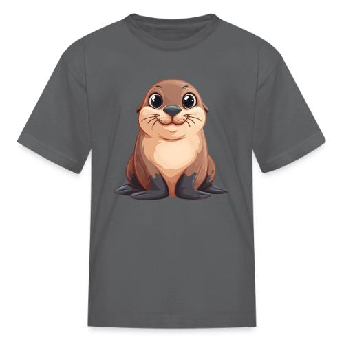 Smiling Cartoon Brown Sea Lion - Kid's T-Shirt