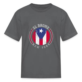 El Bronx Design Puerto Rico Boricua Bandera Flag V - Kid's T-Shirt - charcoal - Front