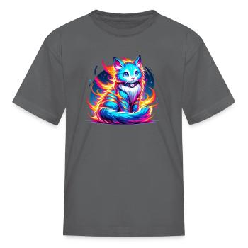 Time Traveler Cat - Kid's T-Shirt - charcoal - Front