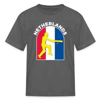 Netherlands Cricket Batsman Netherlands Flag - Kid's T-Shirt - charcoal - Front