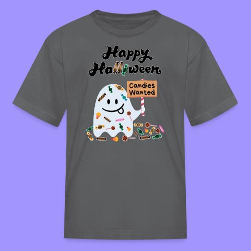Cute Kawaii Ghost | Halloween Candies Wanted - Kid's T-Shirt